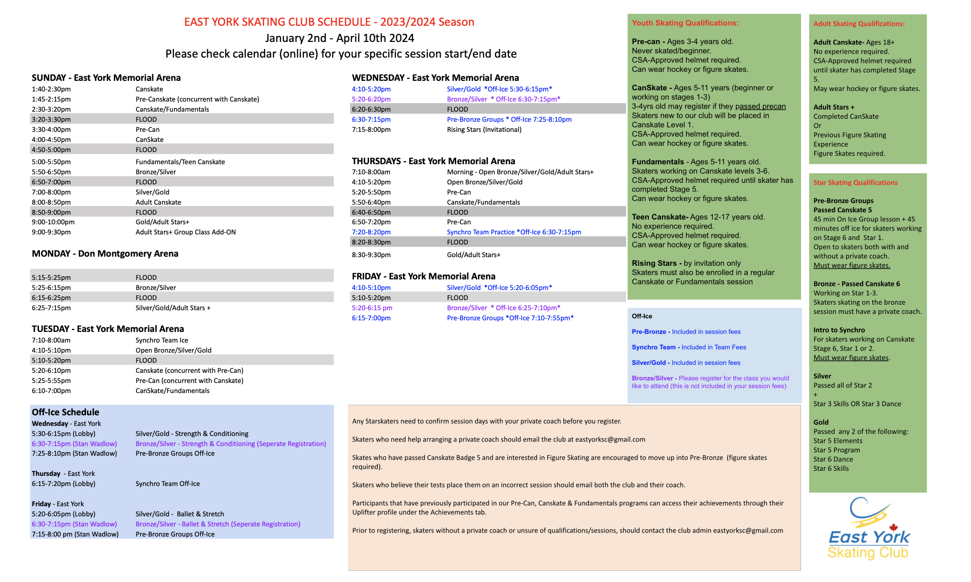 Winter 2024 Schedule Program Registrations EYSC